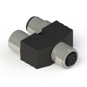 Y-shaped M12 connector without cables for series connections