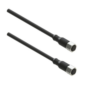 M12 female connectors with PUR cable and hexagonal stainless steel ring nut